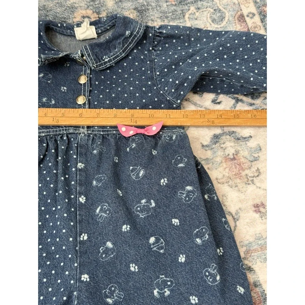 Vintage Baby Girl Snoopy Denim Jean Jumpsuit Romper 18 Months